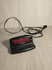 Small Alarm Clock Sharp SPC026A Digital LED Snooze Battery Backup Black Tested