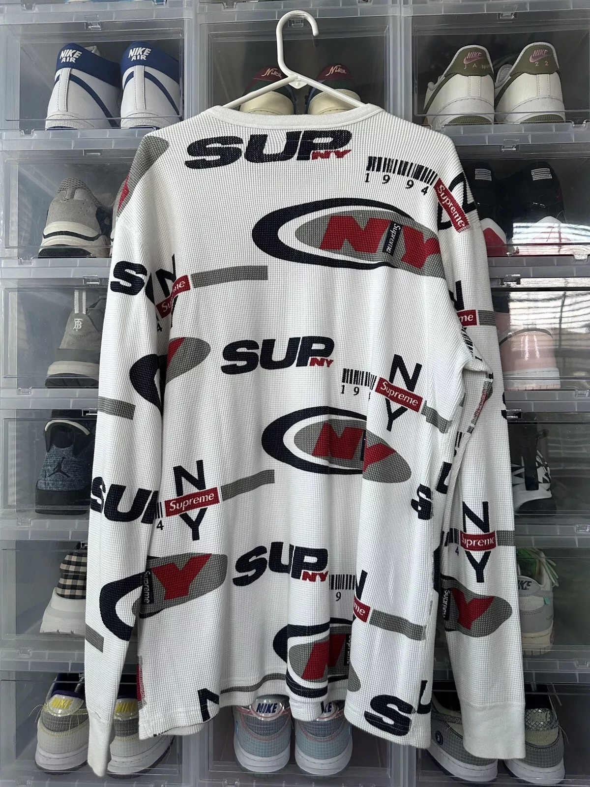 PANTALON À CAPUCHE COL ROND Supreme FW18 Supreme NY Waffle thermique SWEATSHIRT BOX LOGO