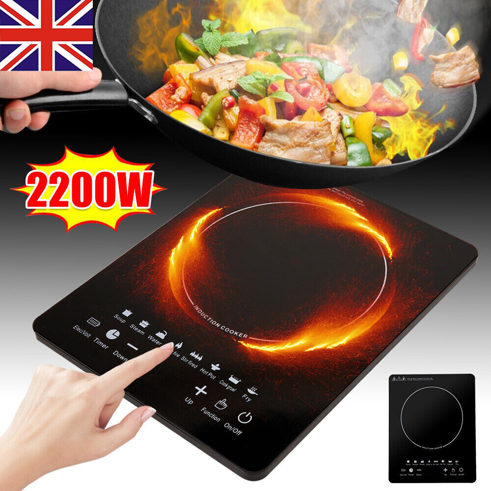 Portable 2200W Electric Induction Hob Single Cooker Hot Plate Hobs