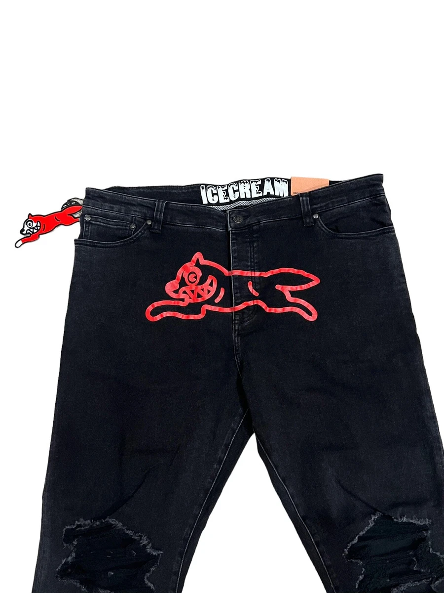 Billionaire Boys Club BBC ICE CREAM Mens Running Dog Jeans Black Size 42/32