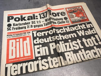BILDzeitung 22.09.1977 September * Hanns Martin Schleyer Entführung RAF