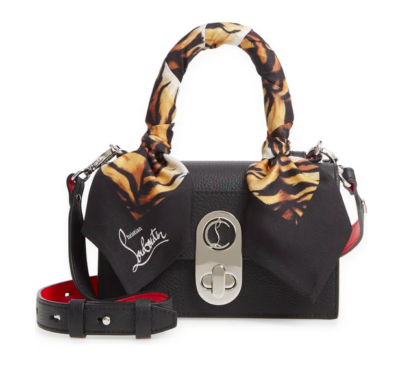 Christian Louboutin Mini Elisa Tiger Silk Top Handle Leather Bag
