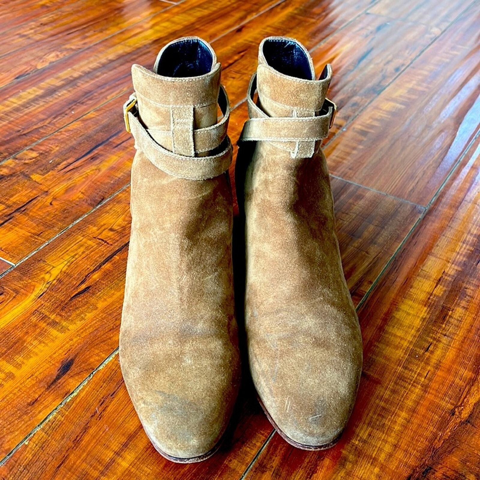 Stivaletti Saint Laurent Paris Blake Jodhpur scamosciati marroni