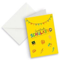 Itenga Xxl Klappkarte Din A4 Endlich Schulkind Gelb Und Xxl Briefumschlag