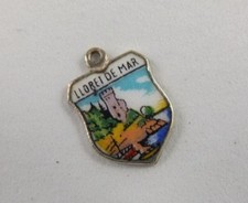 Lloret de Mar - Spain - Vintage Silver Travel Shield Bracelet Charm.