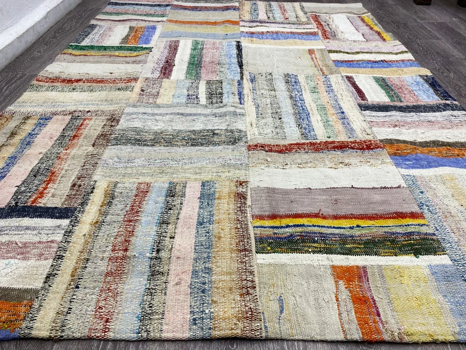Turkish Patchwork Rug, Vintage Area Colorful Carpet, Oriental Tiribal Boho Rug - Image 3 of 4