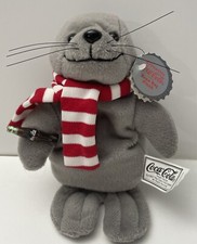 1997 COCA-COLA SEAL in Winter SCARF BEAN BAG PLUSH w/ PLASTIC Coke NOS w/ Tag