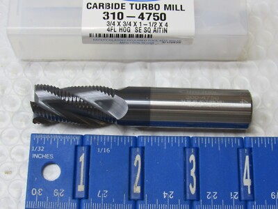 HTC 3/4'' 4-FLUTE CENTER CUTTING SOLID CARBIDE  ROUGHING AlTIN COATED END MILL