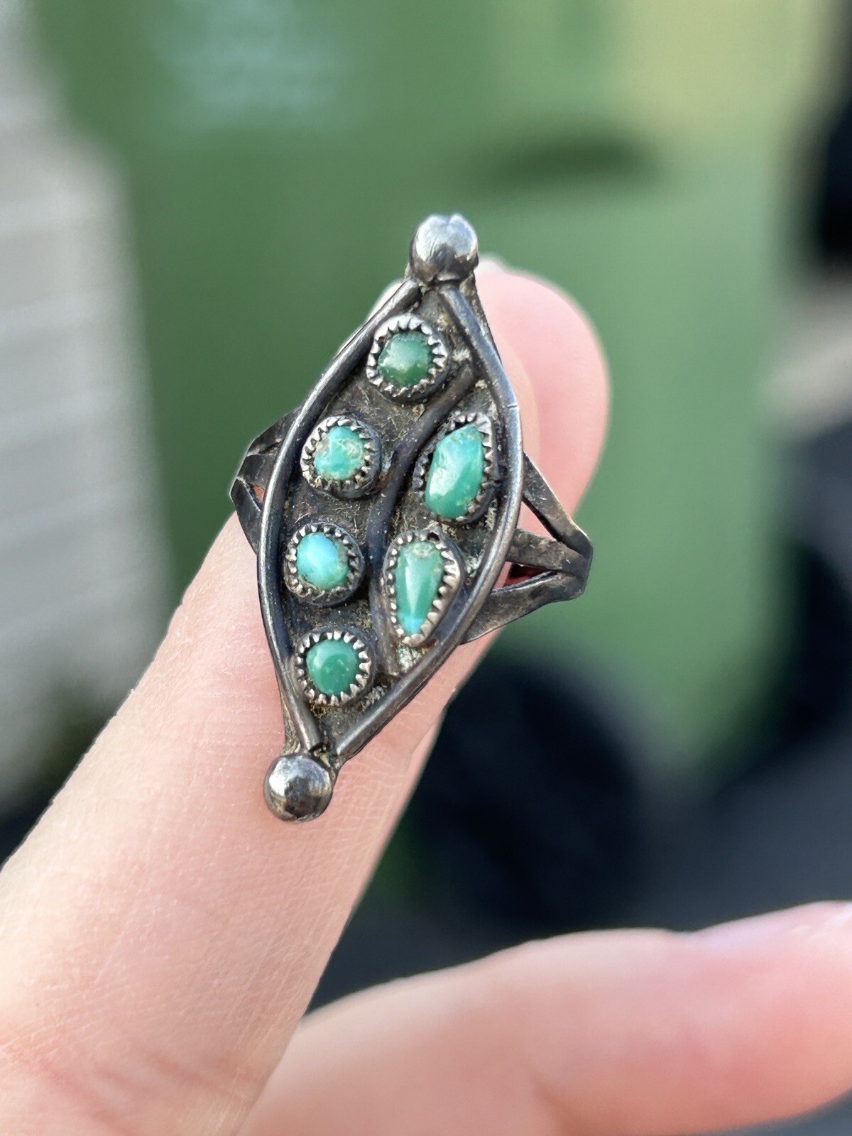 Native Sterling Silver Multi Turquoise Navette Ri… - image 14
