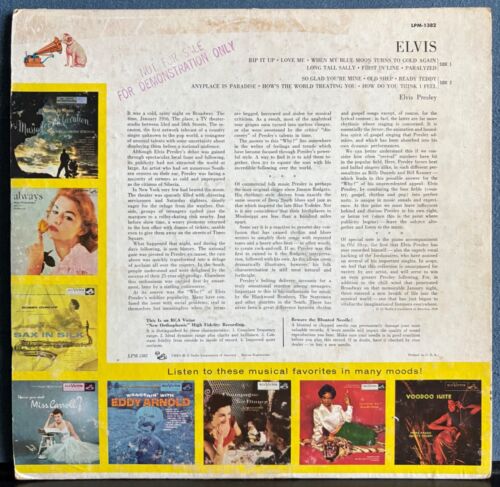ELVIS PRESLEY 'ELVIS' S/T LP~RARE '56 MONO DG 1S/1S 1st PRESS PROMO COPY~AD-BACK - Bild 4 von 7