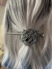Celtic Weave Knotwork Bun Holder Women Viking Hair Stick Infinity Pin Barrette