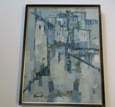 YOUNGIL AHN OIL PAINTING 1960'S ABSTRACT CITY KOREAN MODERNIST ASIAN ABSTRACT