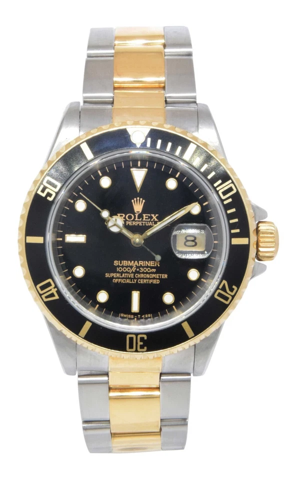 Reloj Rolex Submariner Date oro amarillo 18k/acero negro para hombre 40 mm E 16613 Foto 2 de 4
