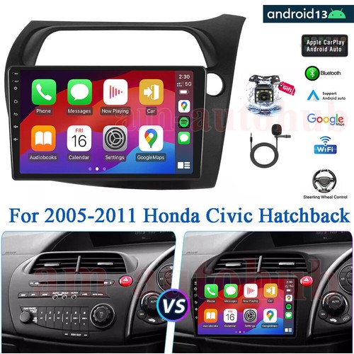 9'' For 2005-2011 Honda Civic Hatchback Apple Carplay Car Stereo Android Radio - Picture 7 of 23