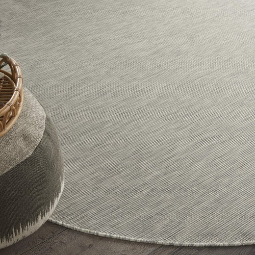 urison Positano Indoor/Outdoor Light Grey 8' x Round Area Rug Easy Cleaning - Picture 2 of 9