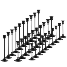 30 Pcs Black Candlestick Holder Bulks Gold Taper Candle Holder Metal