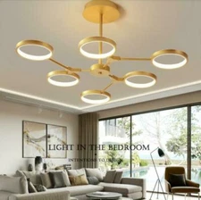 LED Modern Living Room Ceiling Golden Hall Lamp Kitchen Pendant Light Fixtures X