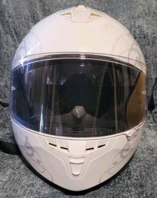 Bilt Force Eternity Women’s Motorcycle Helmet Gray on White Double Visor M 