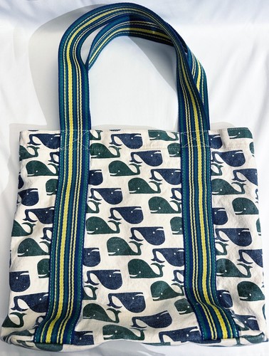 Bungalow 360 Striped Canvas Beach Tote Whale and Poka Dot Print Bag - Picture 2 of 6