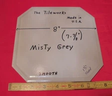 1 pc. CLIPPED 8" Ceramic Floor Tile; Smooth Matte Surface; Light & Darker Grays