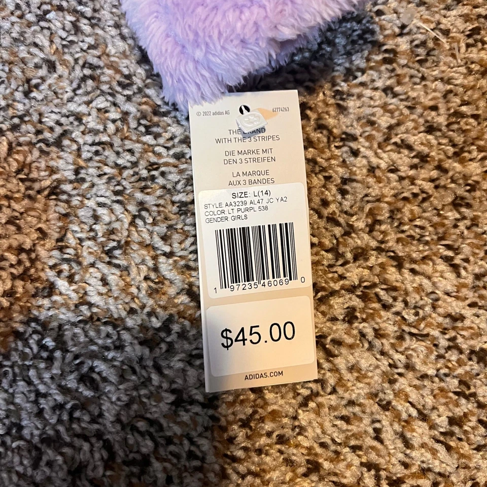 Adidas Sudadera con Capucha Difusa Pullover Lavanda Púrpura Niñas Talla L Foto 2 de 4