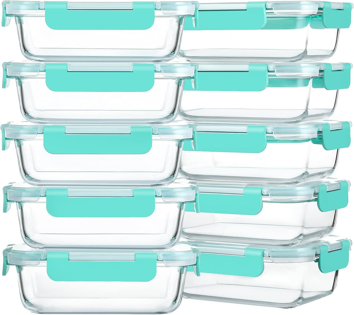 10 Pack, 22 oz Glass Lunch Boxes, Glass Food Storage Contain