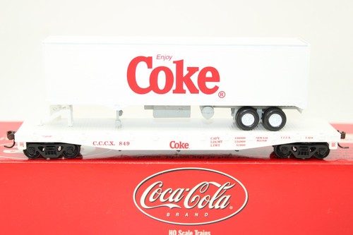 Coche plano Athearn escala HO CCCX Coca-Cola 50' con remolque de Coca-Cola 40' nuevo en stock 8300 | Condition: New