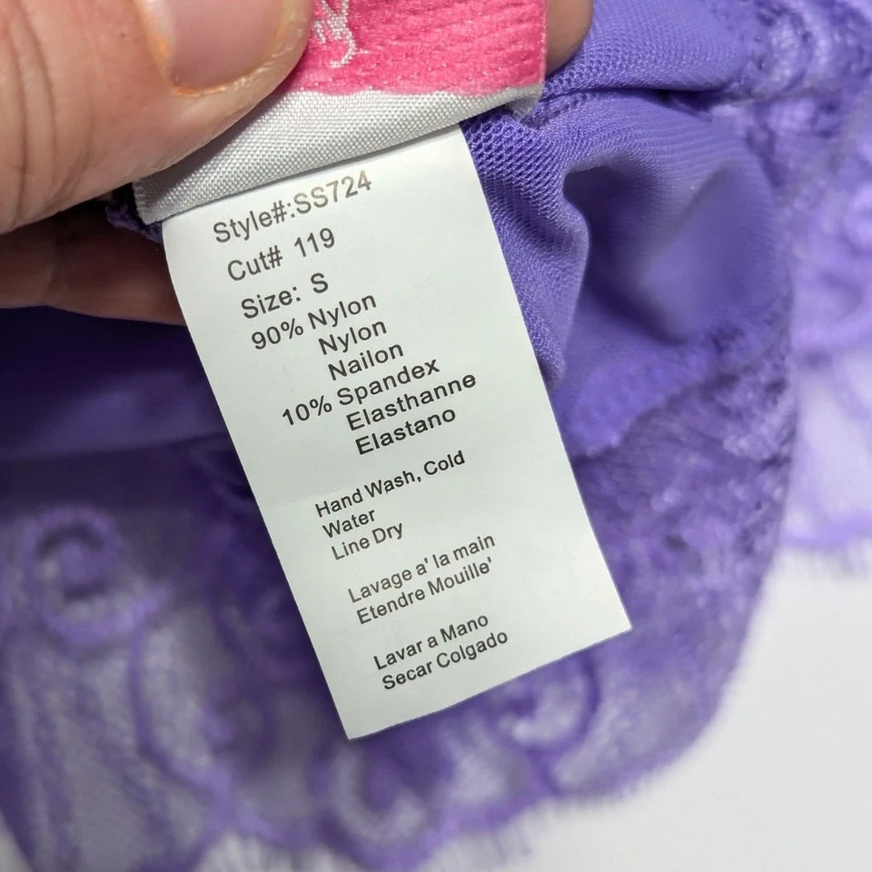 Sexy Babydoll Shirley Of Hollywood Encaje Emmy Slip Chemise Lencería Lila Púrpura Foto 4 de 4