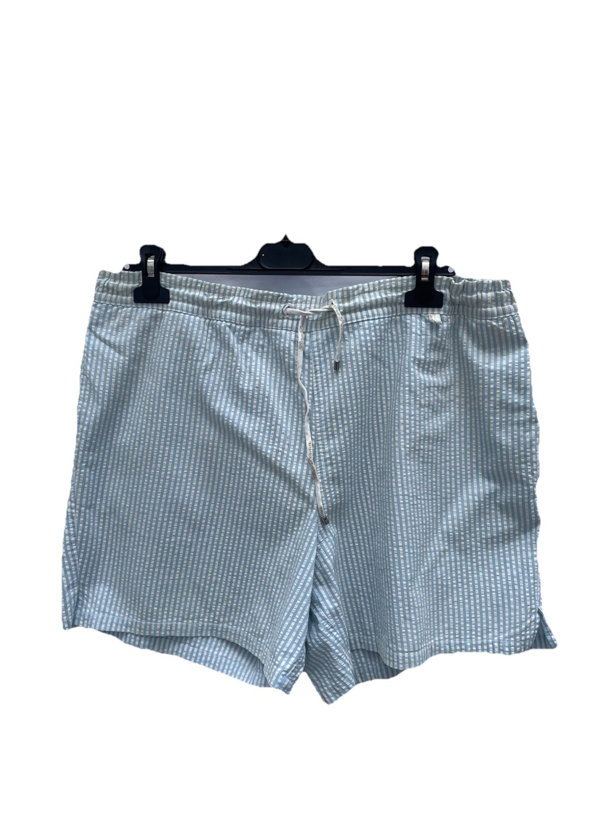 H73# Loro Piana XL Swim Trunks Shorts Light Blue White Stripe Seersucker Italy