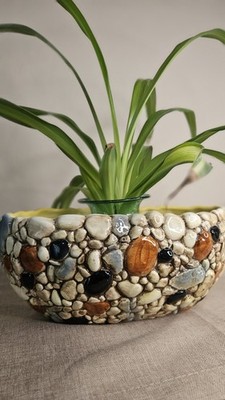 Vintage SYLVAC 3439 Kiesel Vase Übertopf 25 cm 60er Jahre Keramik 3439 #PO10