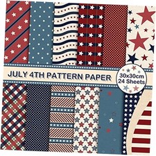 24 Sheet 4th of July Pattern Paper Pack Vintage Star 11.8 x 11.8 inch