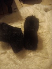Faux Fur Boots for Women Fuzzy Fluffy Furry Round Toe Winter Snow Boots
