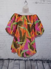 Farm Rio x Anthropologie Coverup Mini Print Pattern Pullover Cotton Dress M (D4)