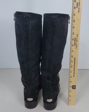 Jimmy Choo Doreen Rugged Suede Knee High Riding Boots Side Zip US 6 EU 37