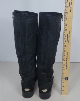 Jimmy Choo Doreen Rugged Suede Knee High Riding Boots Side Zip US 6 EU 37