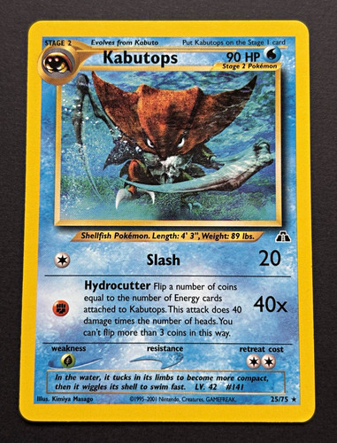 Pokémon TCG Kabutops 25/75 Neo Discovery Regular Rare HP90 Unlimited