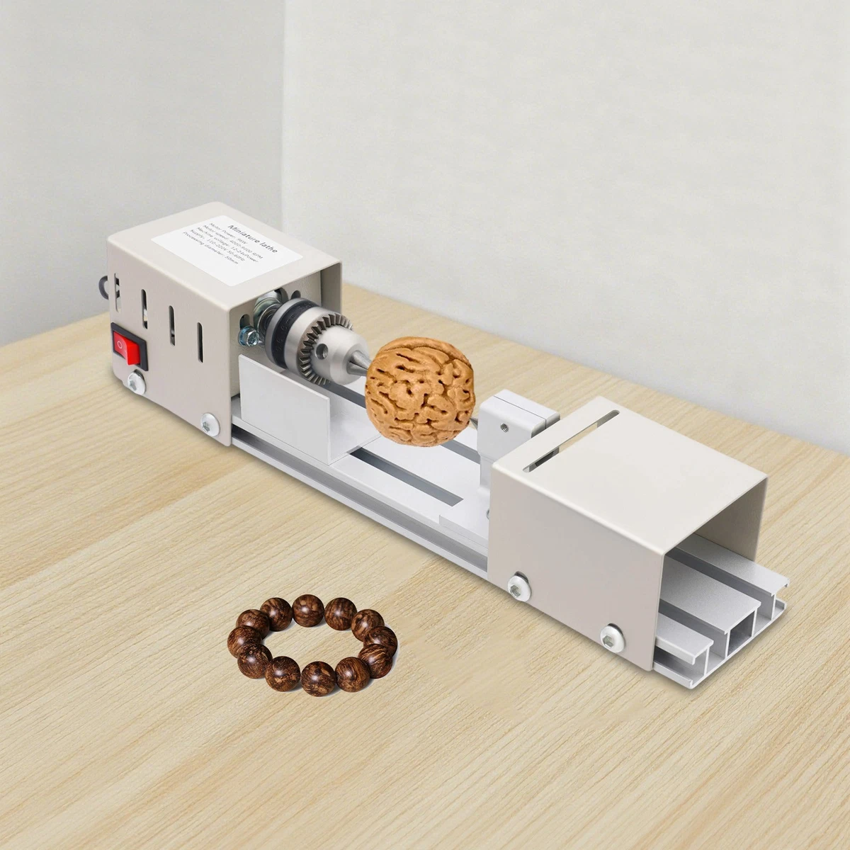 Mini-Drehbank Für Perlen & Holz – 7 Geschwindigkeiten, 4000–9000 U/min, 96W, Für Rosenholz, Linde, Mahagoni