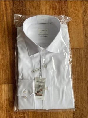 Eterna Herren Hemd Cover Shirt Gr. 42 Modern Fit weiß blickdicht