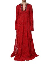 Dolce & Gabbana Red Floral Lace Rhinestone Embellished Women's Dress Authentic