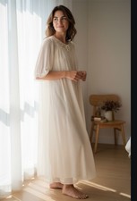 Vintage Gaymode Penneys 2 Pc Beige, And Floral Nightgown Set Size Small