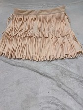 Faux Suede Pink Fringe Skirt Boho Western Cowgirl Concert Festival S Valentine