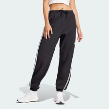 adidas Women's Essentials 3-Stripes French Terry Cuffed Joggers Black / White