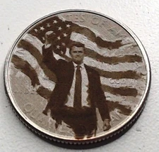 Charlie Kirk And Flag On Clad Quarter Surface Engraved Hobo Nickel / Love Token