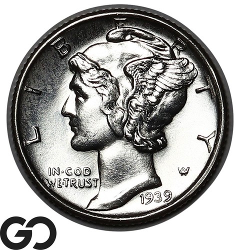 1939-D Mercury Dime, Solid Gem Brilliant Uncirculated++