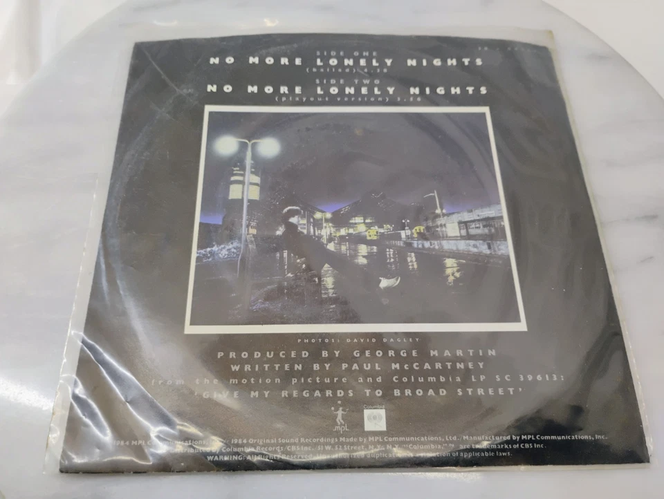 PAUL McCARTNEY - No More Lonely Nights - VG++ 1984 Columbia Pop/Rock Vinyl 45 7" - Image 2 of 4