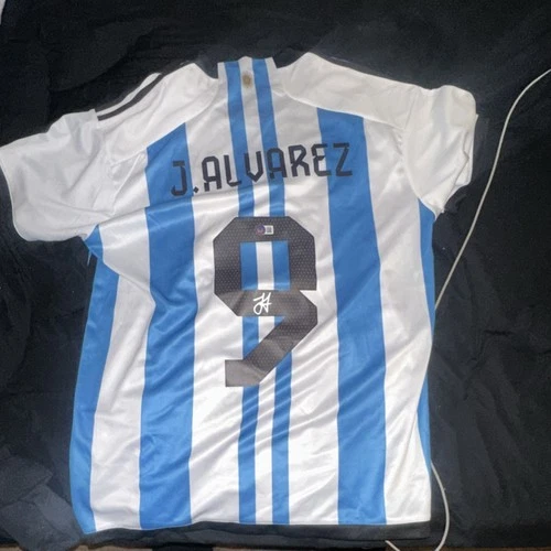 J. Alvarez Argentina Soccer Jersey Autographed Beckett Authenticated Original