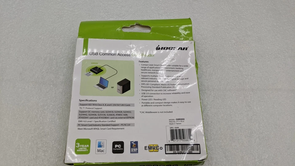 NEW IOGear GSR202 USB Smart Card Access Reader in Black W/ FREE SHIPPING - Image 3 of 4