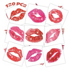 120 Pcs Glitter Lip Print Temporary Lip Print Temporary Tattoos, 120 Pcs