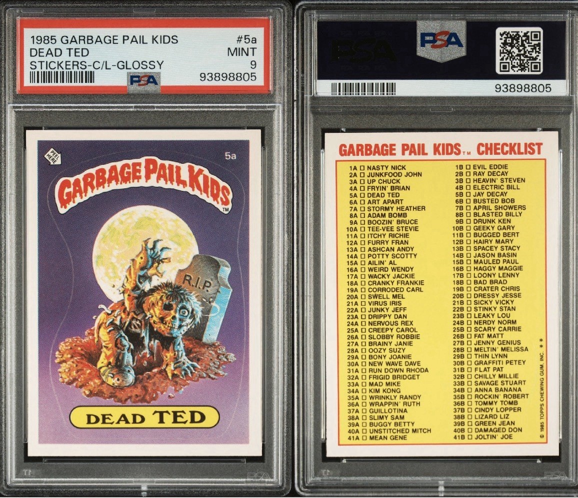1985 Garbage Pail Kids Dead Ted Glossy Checklist 5a PSA 9 Mint Pop 41 Topps OS1 view 3