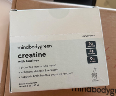 mindbodygreen Creatine+ with Taurine - 30 Individual Stick Packs Creatine +